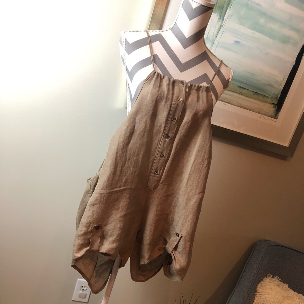 Tan linen romper